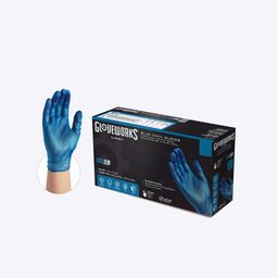 Gloveworks Blue Vinyl PF Industrial Glove